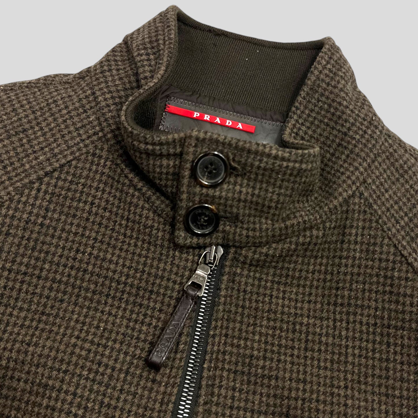 Prada Sport 2006 Houndstooth Print Padded Wool Jacket - M/L