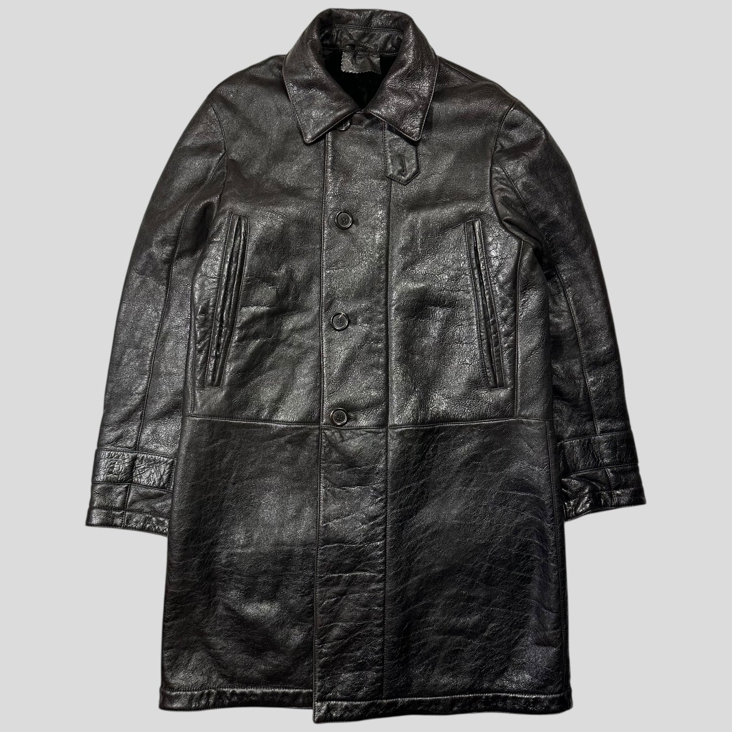 Prada Milano 00’s Leather Sheepskin Fur Full Lined Long Coat - IT50 (L/XL)