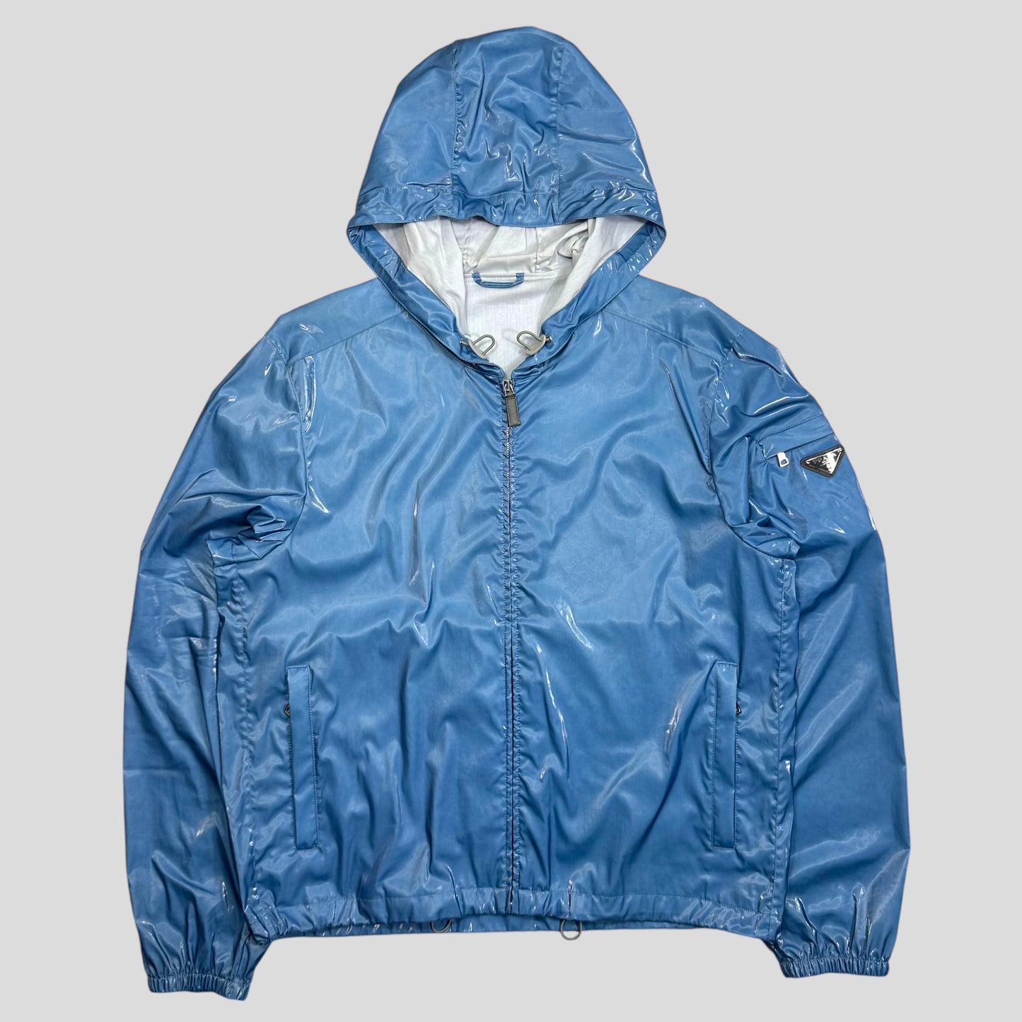 Prada Milano 2013 Liquid Silk Powder Blue Windbreaker - XL