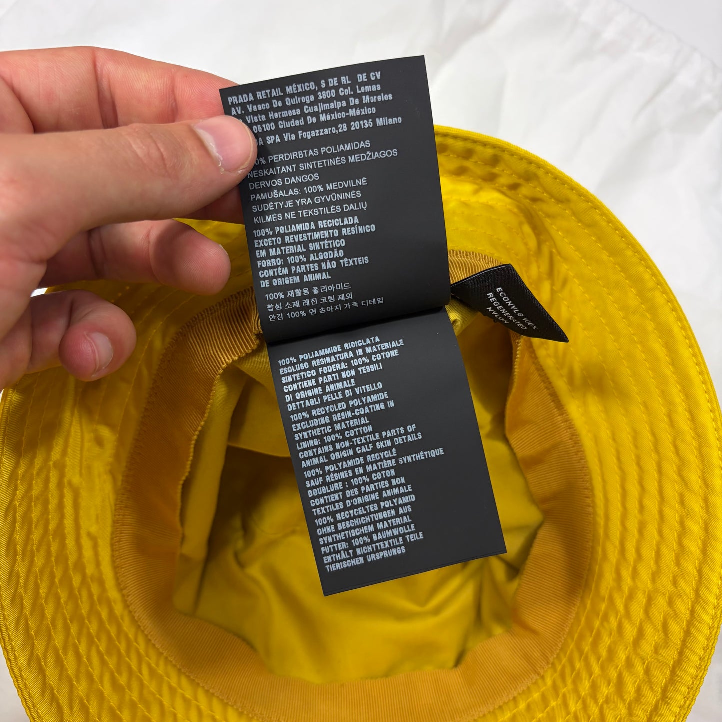 Prada Milano 2020 Re-nylon Yellow Panama Bucket Hat