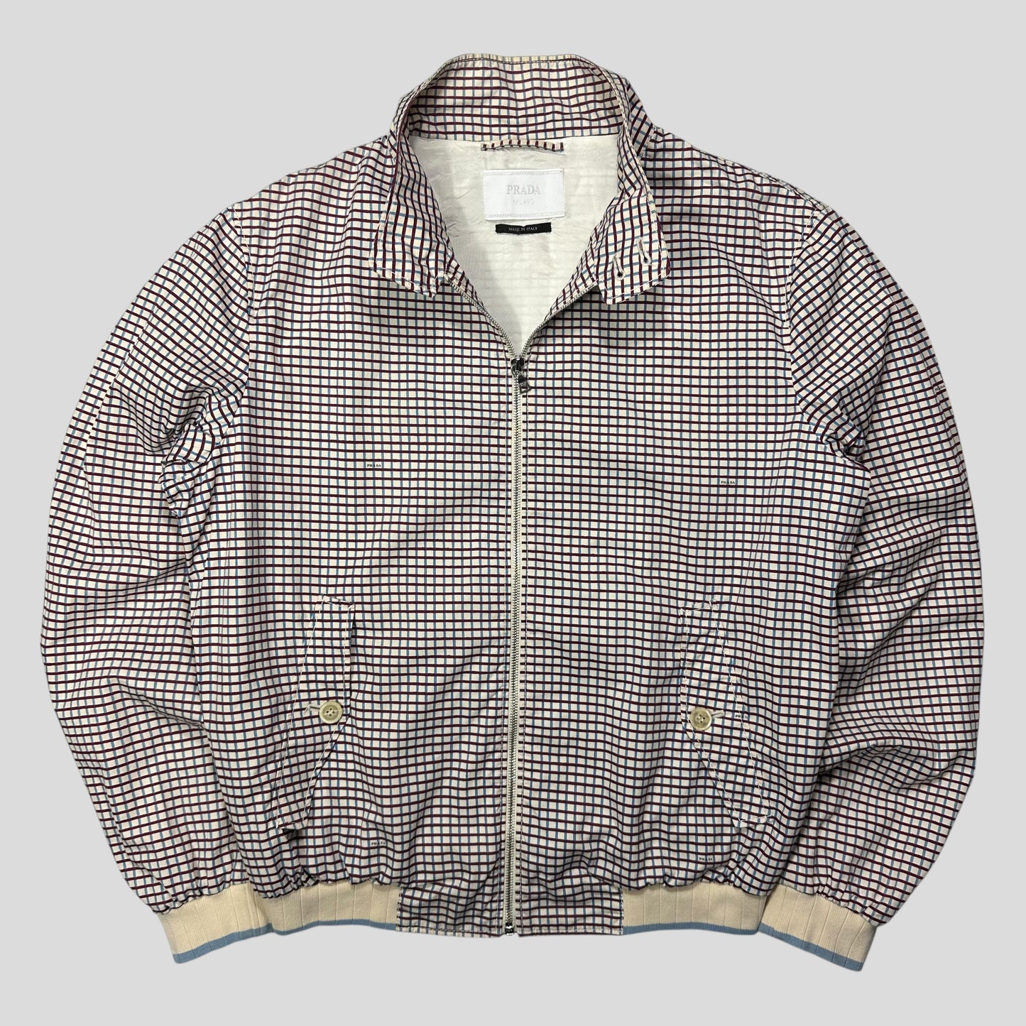 Prada SS08 Grid Checkered Multi Logo Bomber Jacket - IT52 (M/L)