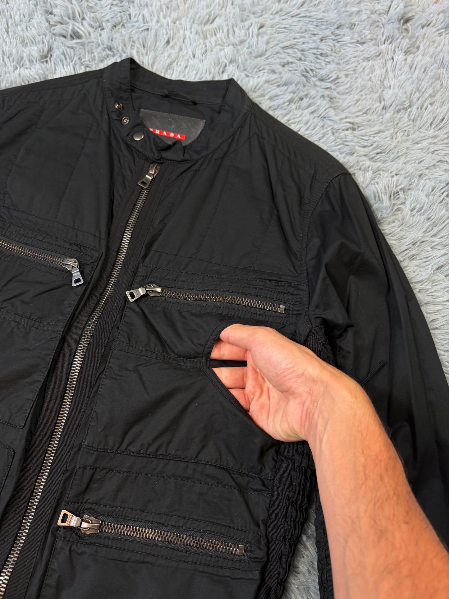 Prada Sport 00’s Tassel Detailed Cotton Multipocket Biker Jacket - M