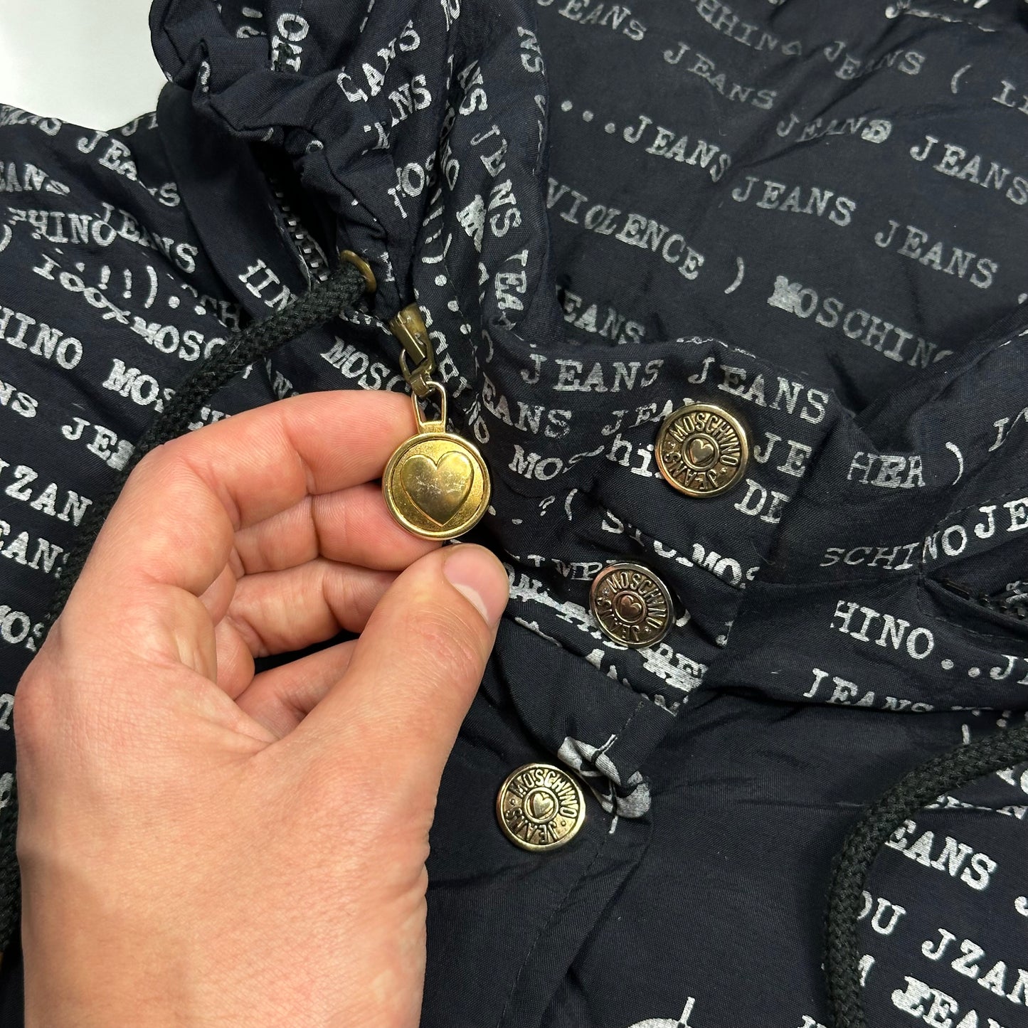 Moschino Jeans 90’s Typewriter Goose Down Puffer Jacket - XL