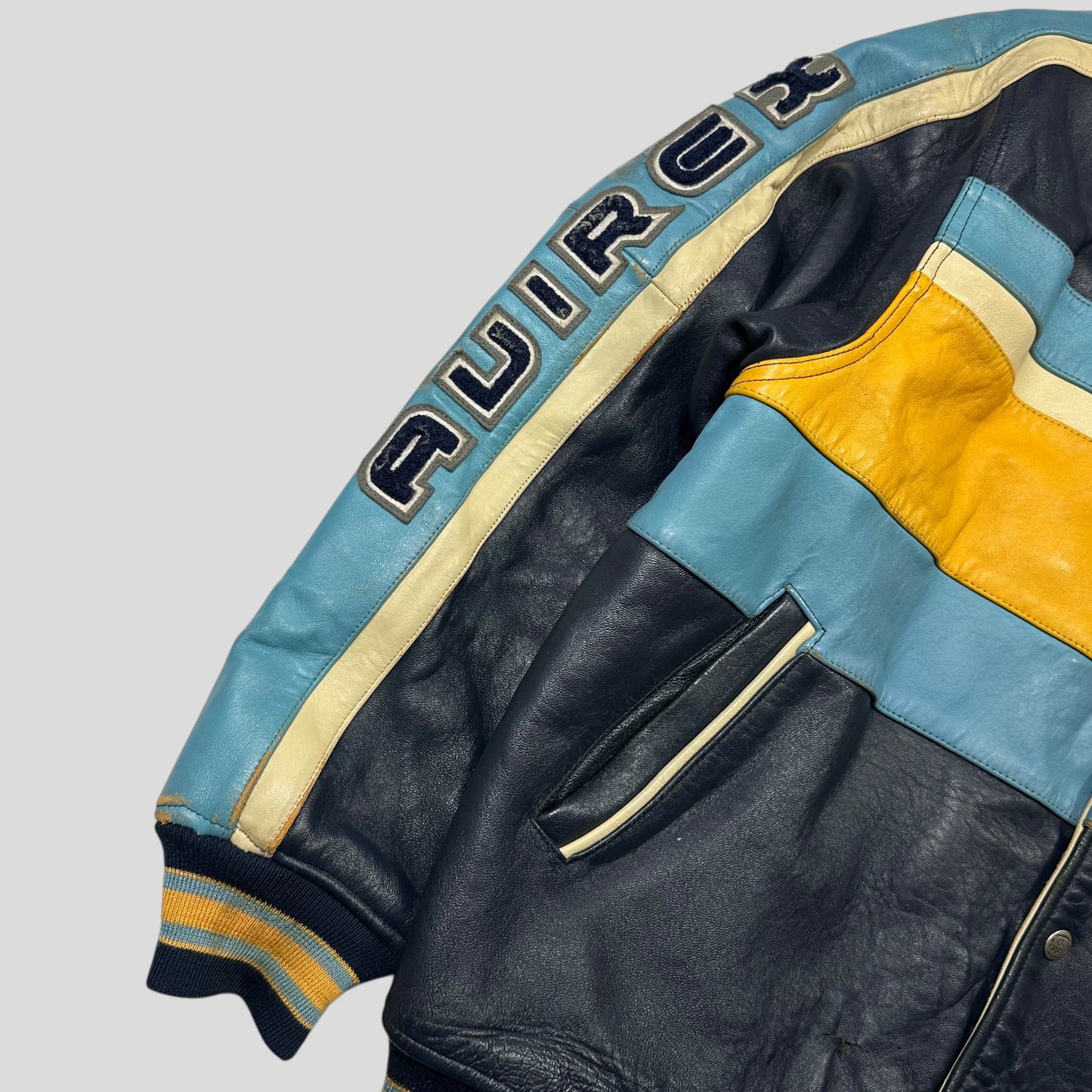 Avirex 90’s NYC Exciting Hoops Quilted Leather Varsity Jacket - XL