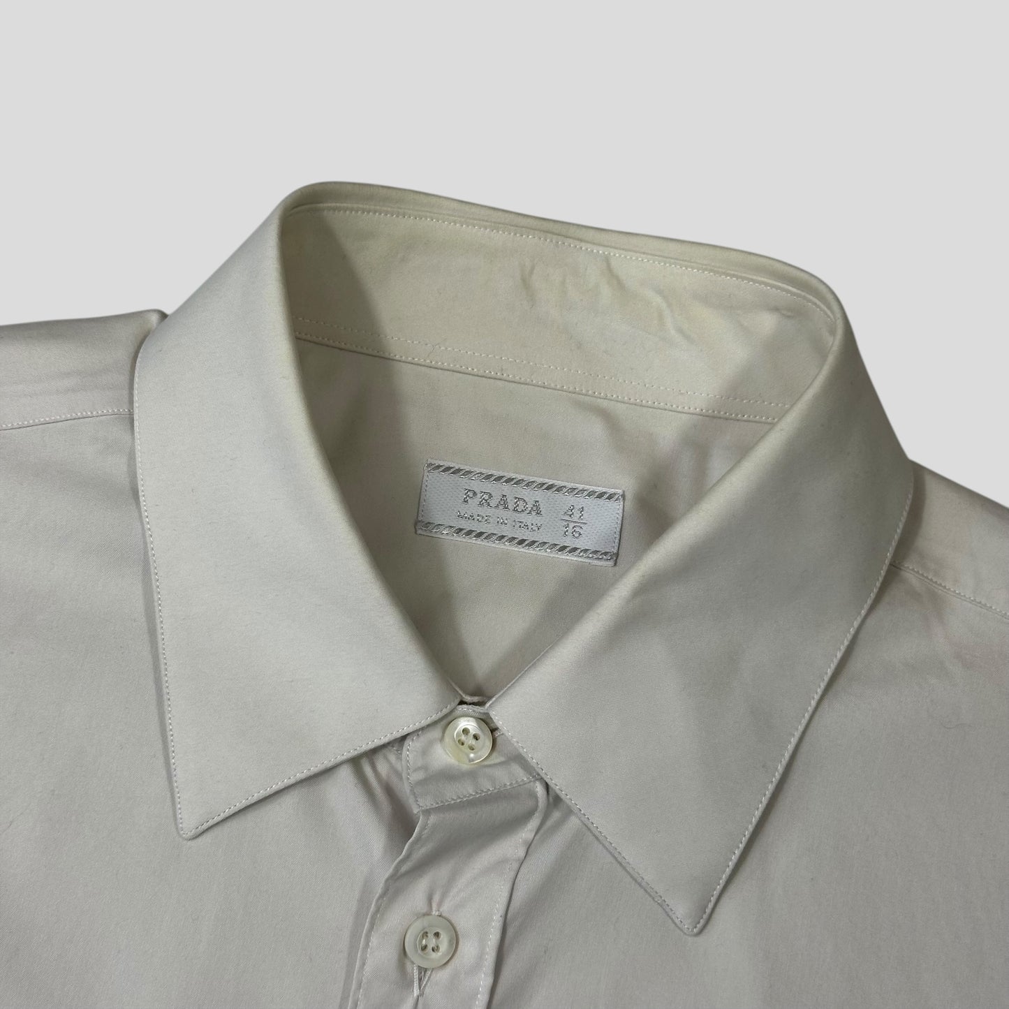 Prada 90’s Pearl White Smart Co-nylon Button Up Shirt - L