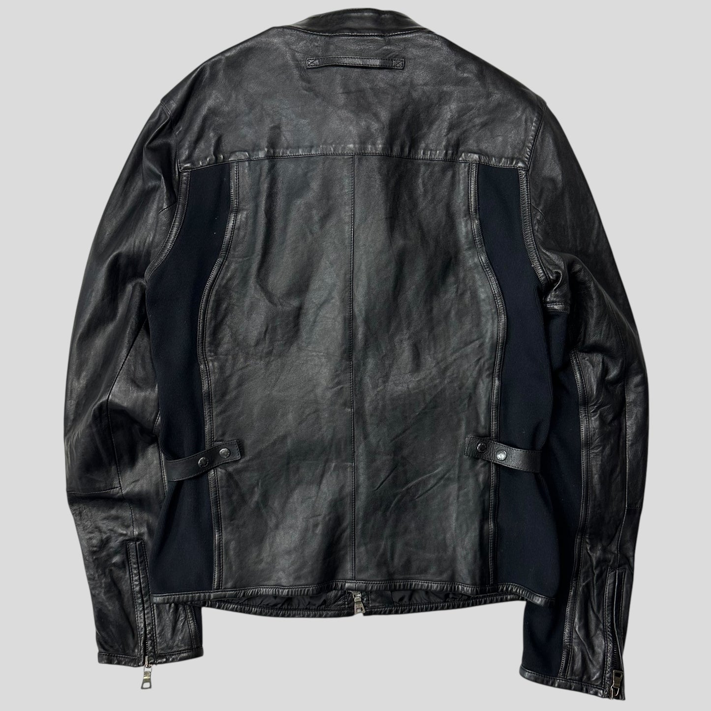 Prada Sport SS00 Leather Biker Curved Panelled Moto Jacket - IT48 (S)