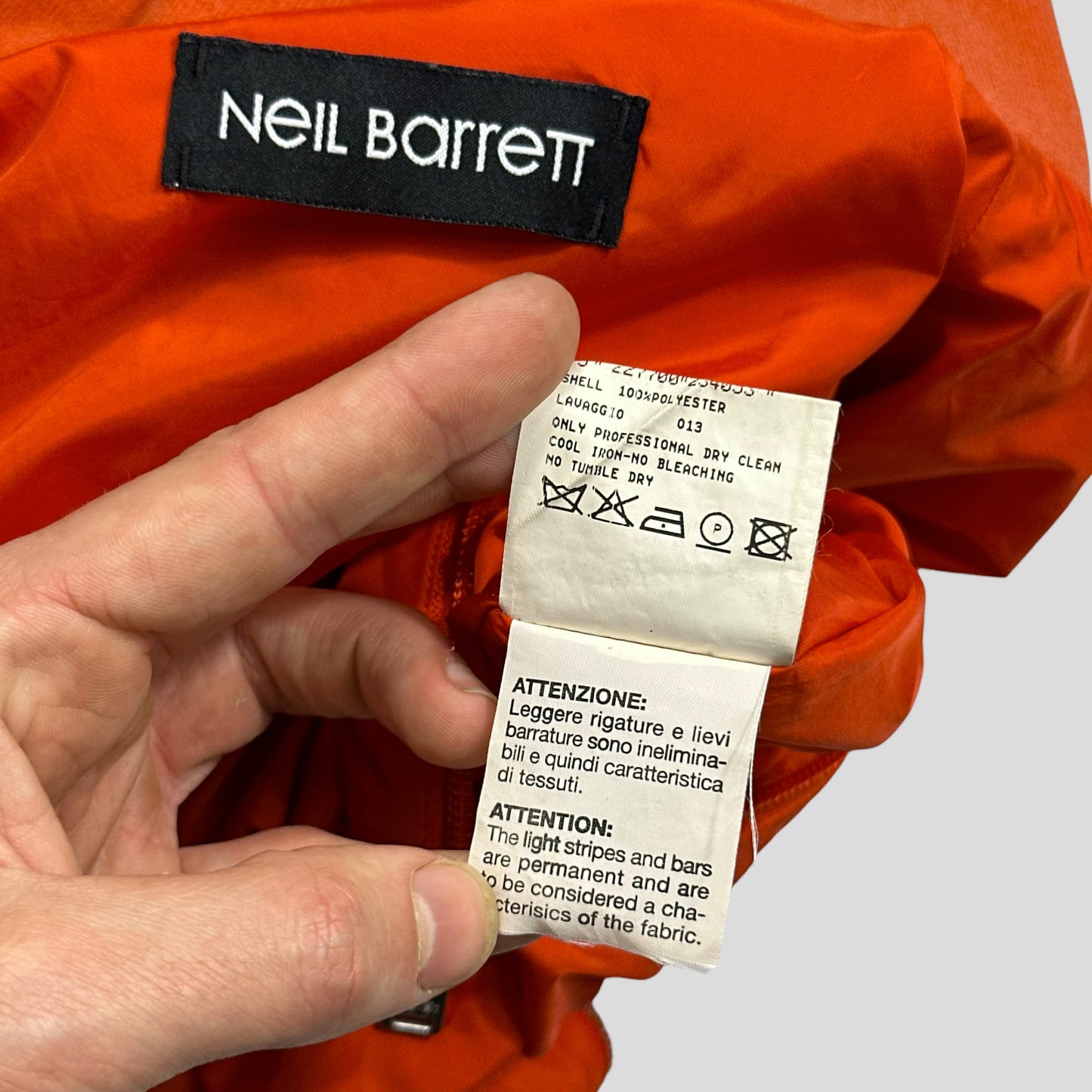 Neil Barrett Twin Zip Detailed Orange Windbreaker Jacket - L