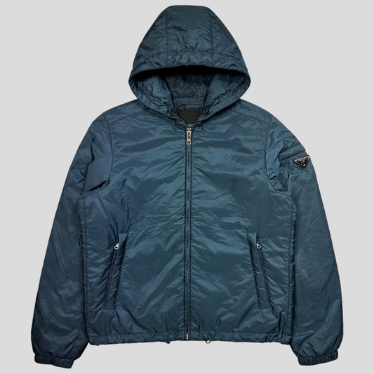 Prada Milano 2019 Metallic Blue Padded Nylon Windbreaker - S