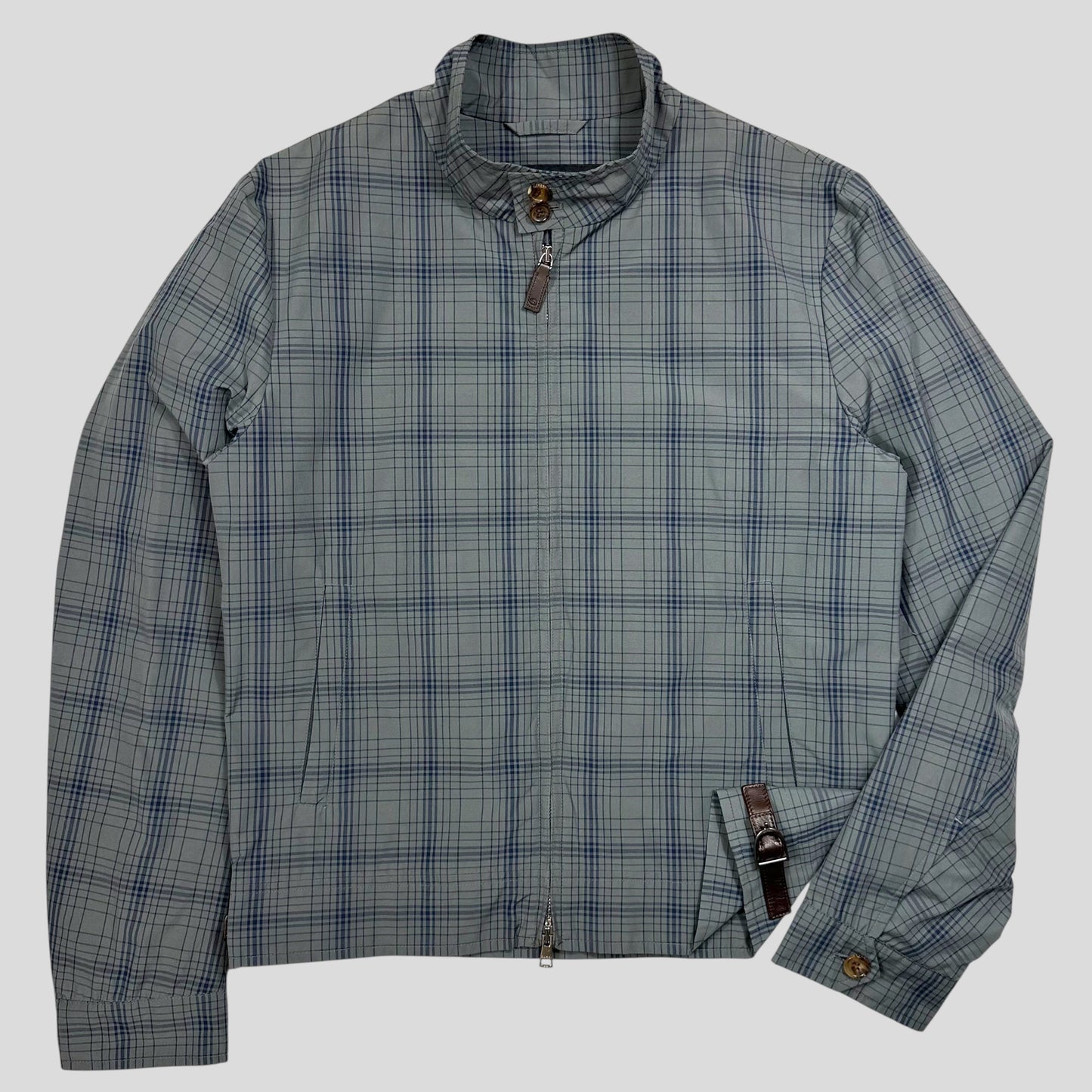 Gucci 2013 Grid Plaid Leather Horsebit Harrington Jacket - M