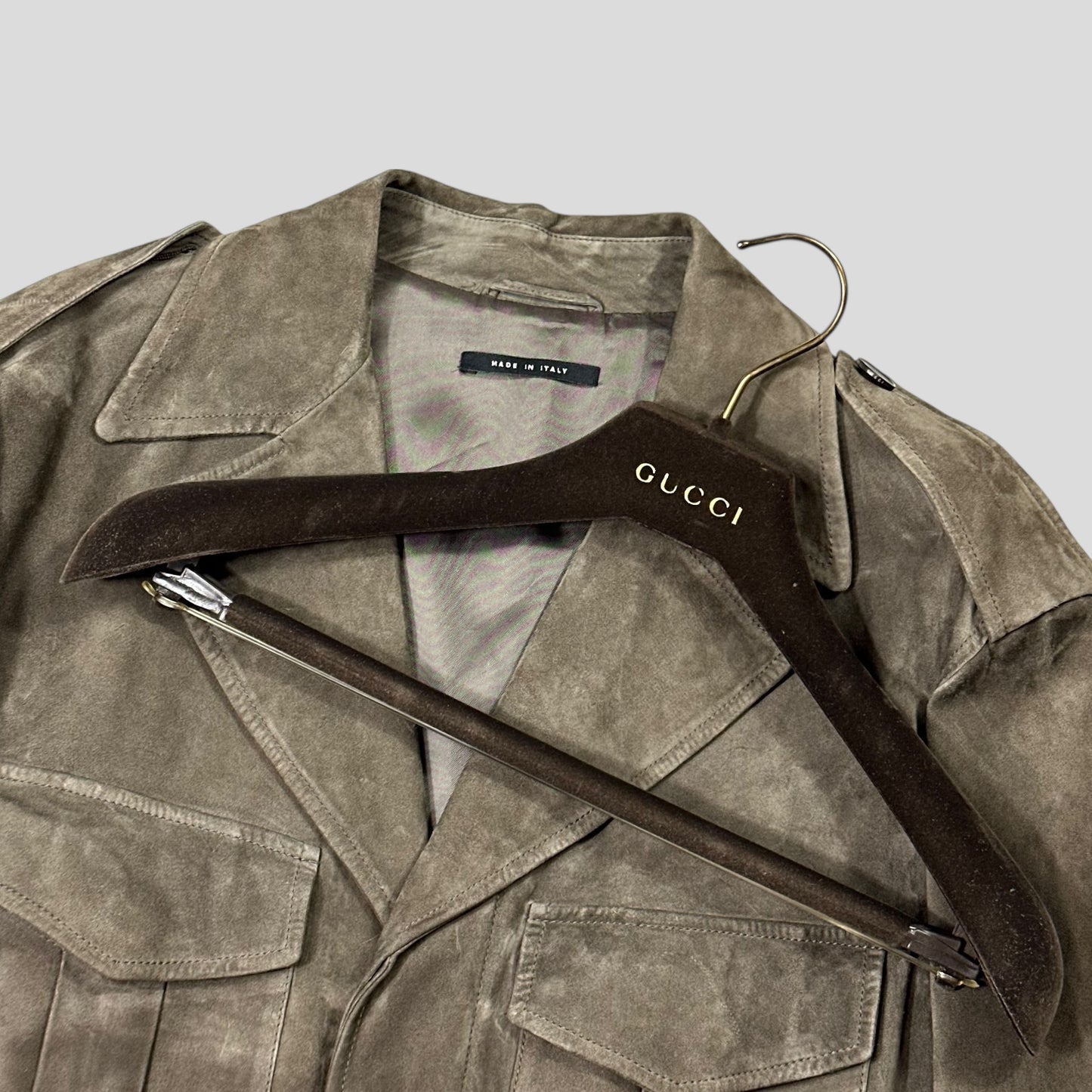 Gucci by Tom Ford FW03 Suede Leather Western Military Jacket - IT54 (L)