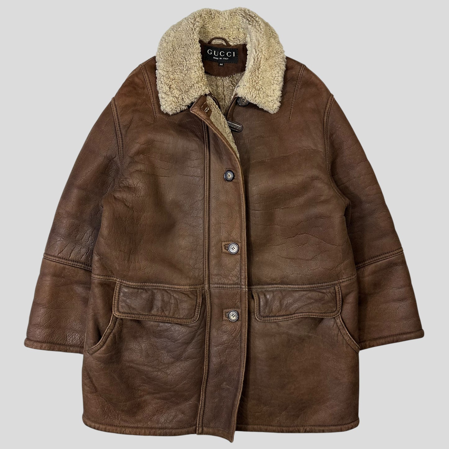 Gucci by Tom Ford 90’s Sheepskin Leather Heavy Shearling Coat - M