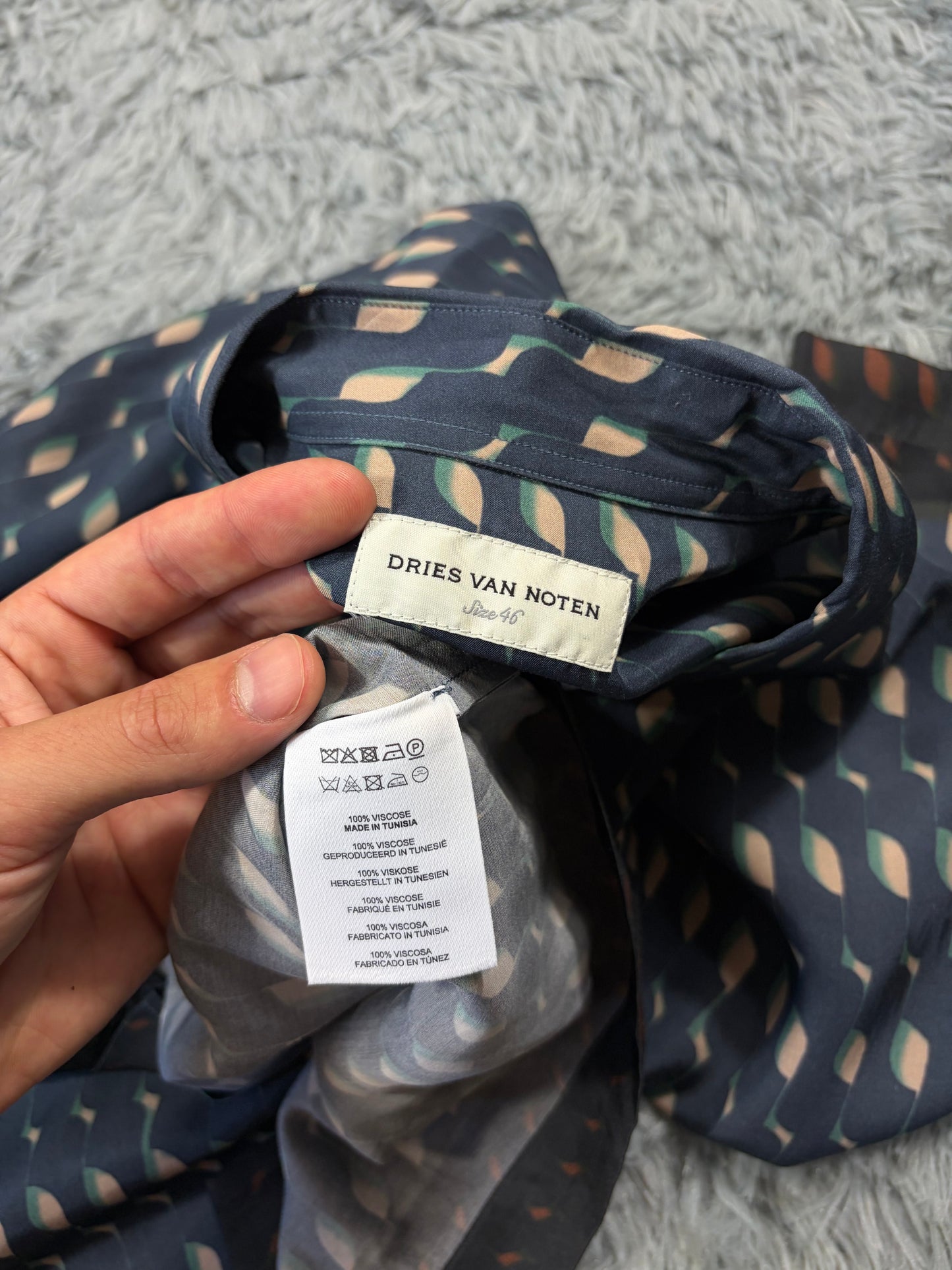 Dries Van Noten SS24 Satin Graphic Print Cuban Shirt - M