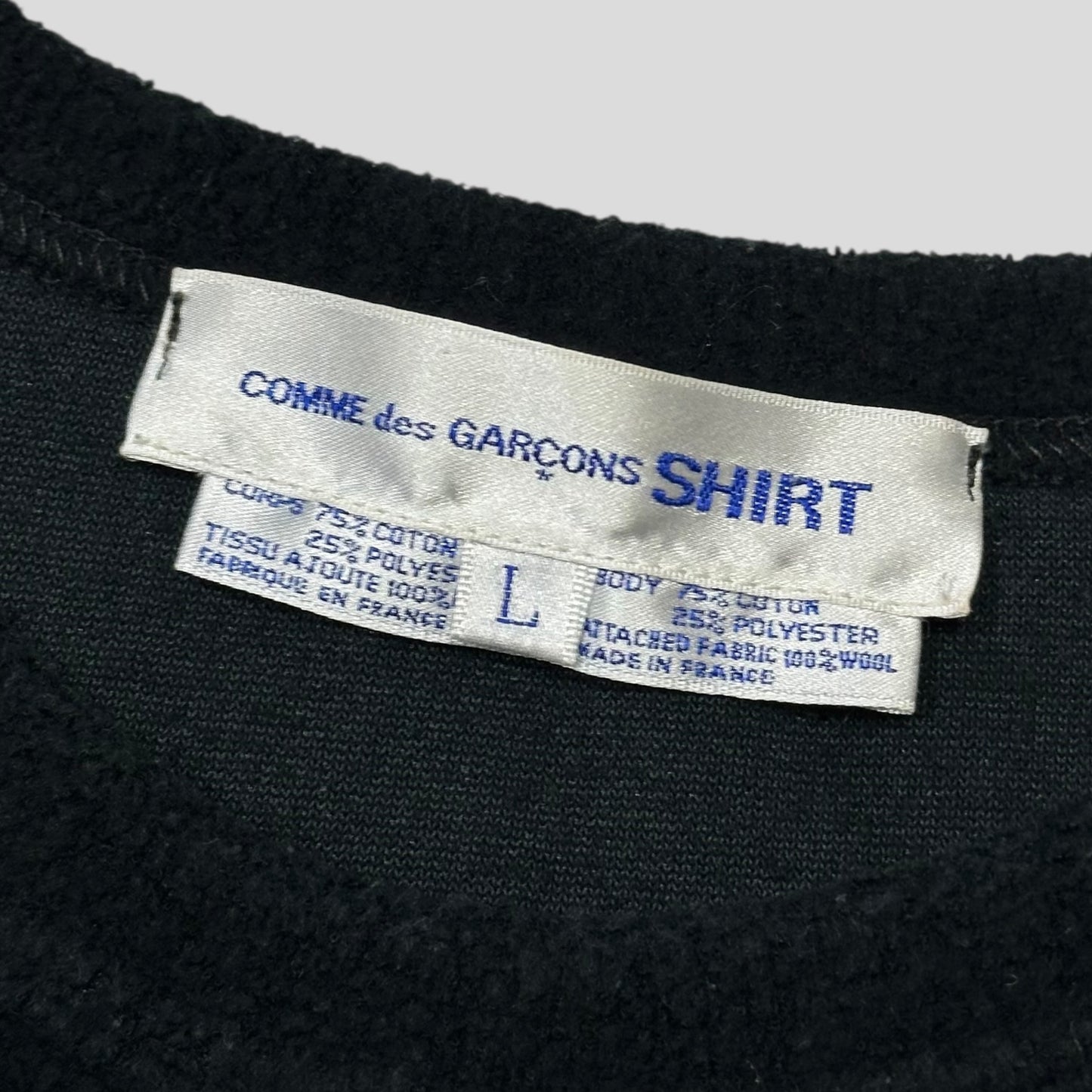 CDG SHIRT 1994 Wool Panel Towelled Fleece Sweatshirt - L/XL