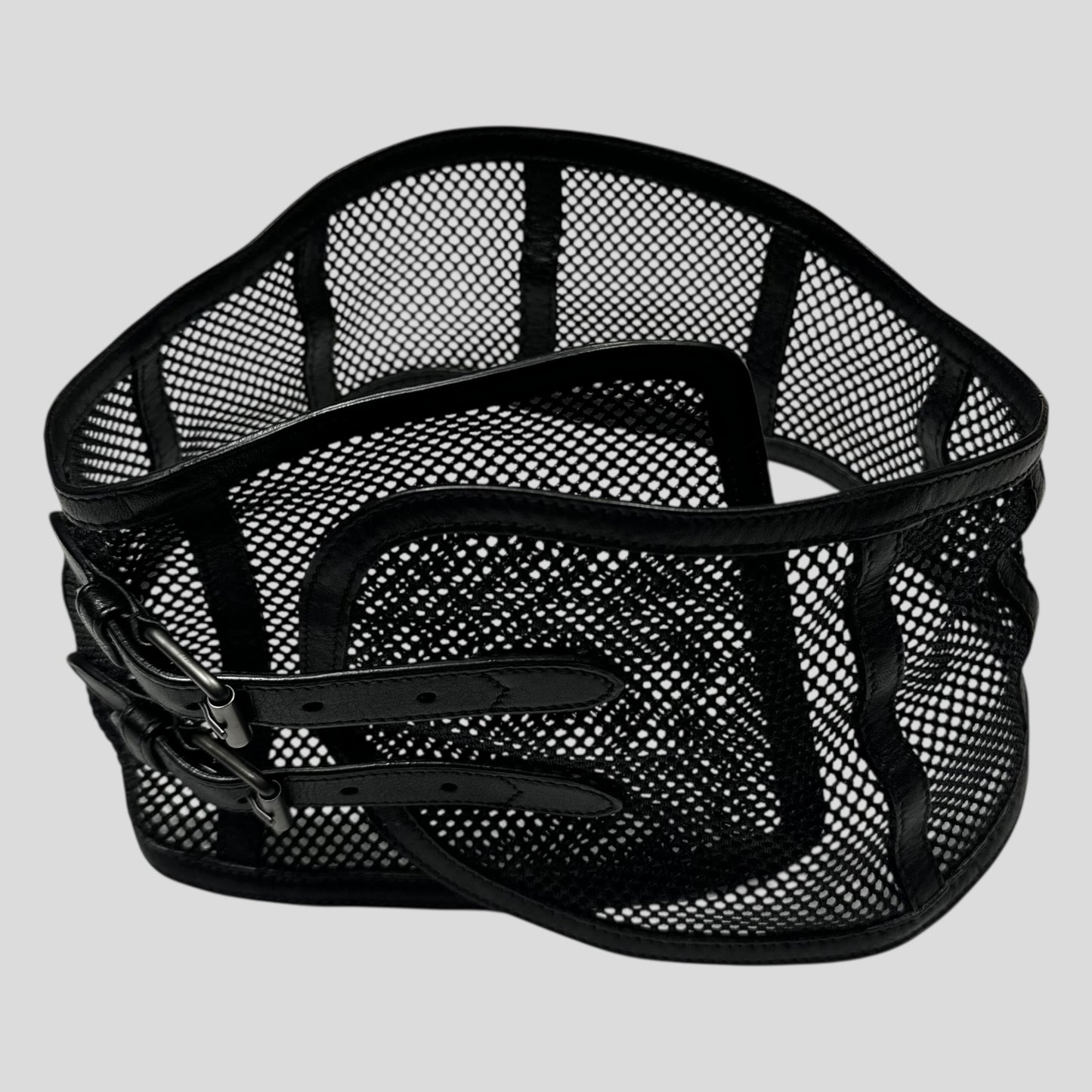 Prada SS00 Leather + Mesh Corset Runway Belt