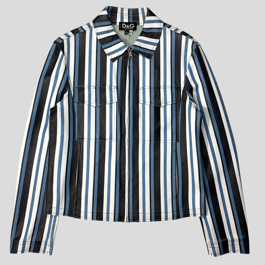 Dolce & Gabbana 00’s Leather Striped Blouson Work Jacket - M