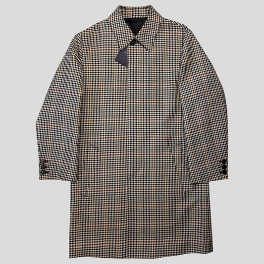 Prada 2020 Plaid Houndstooth Impermeable Virgin Wool Car Coat  - M