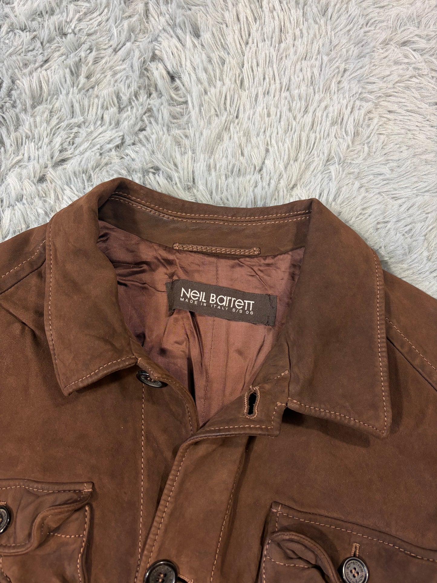 Neil Barrett 2006 Brad Pitt Suede Leather Multipocket Moto Jacket - M