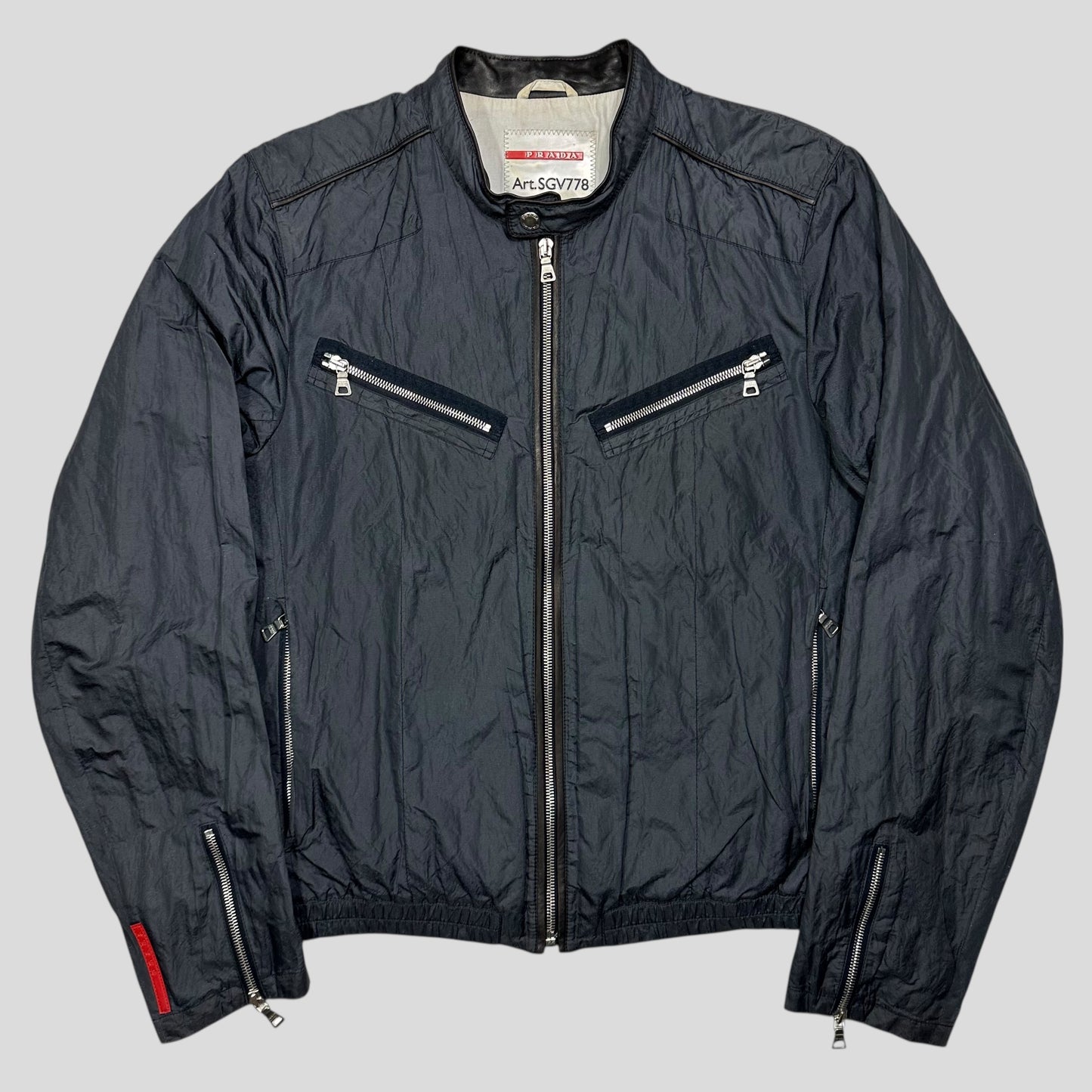 Prada Sport 00’s Metal Nylon + Leather Moto Biker Jacket - IT50 (M)