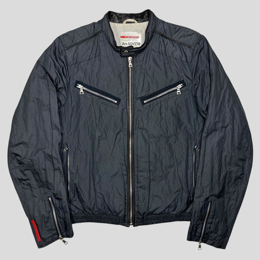Prada Sport 00’s Metal Nylon + Leather Moto Biker Jacket - IT50 (M)
