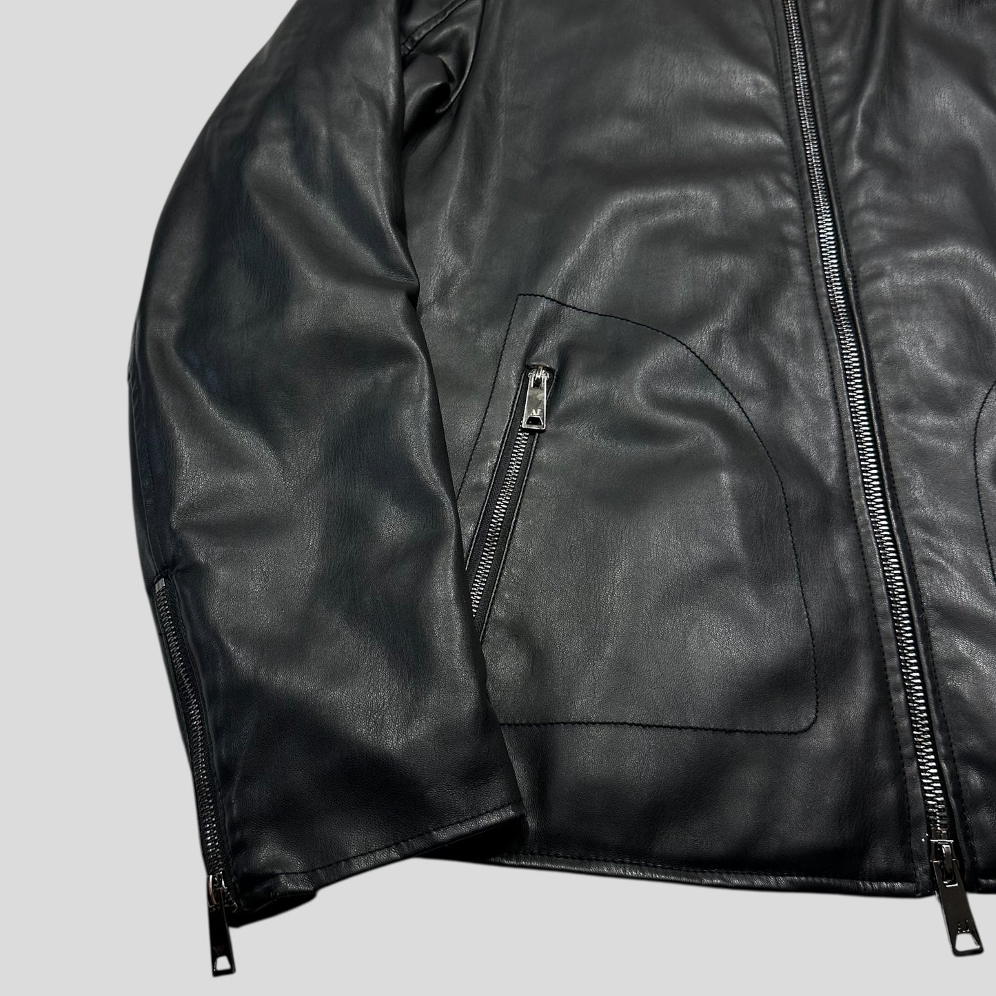 Armani Jeans Faux Leather Padded Moto Biker Jacket - M/L