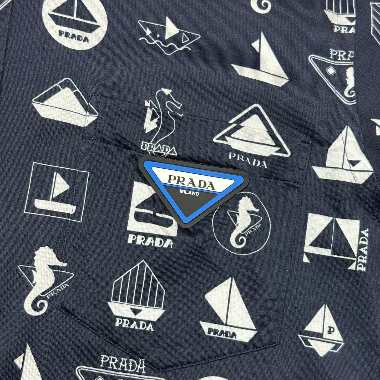 Prada 2018 Rubber Race Logo Sailing Print Shirt - M