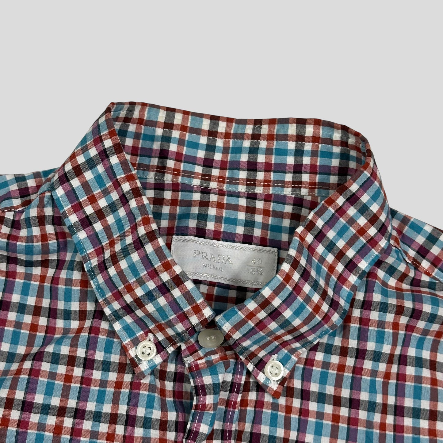 Prada 2018 Neo-plaid Micro Check Longsleeve Shirt - M