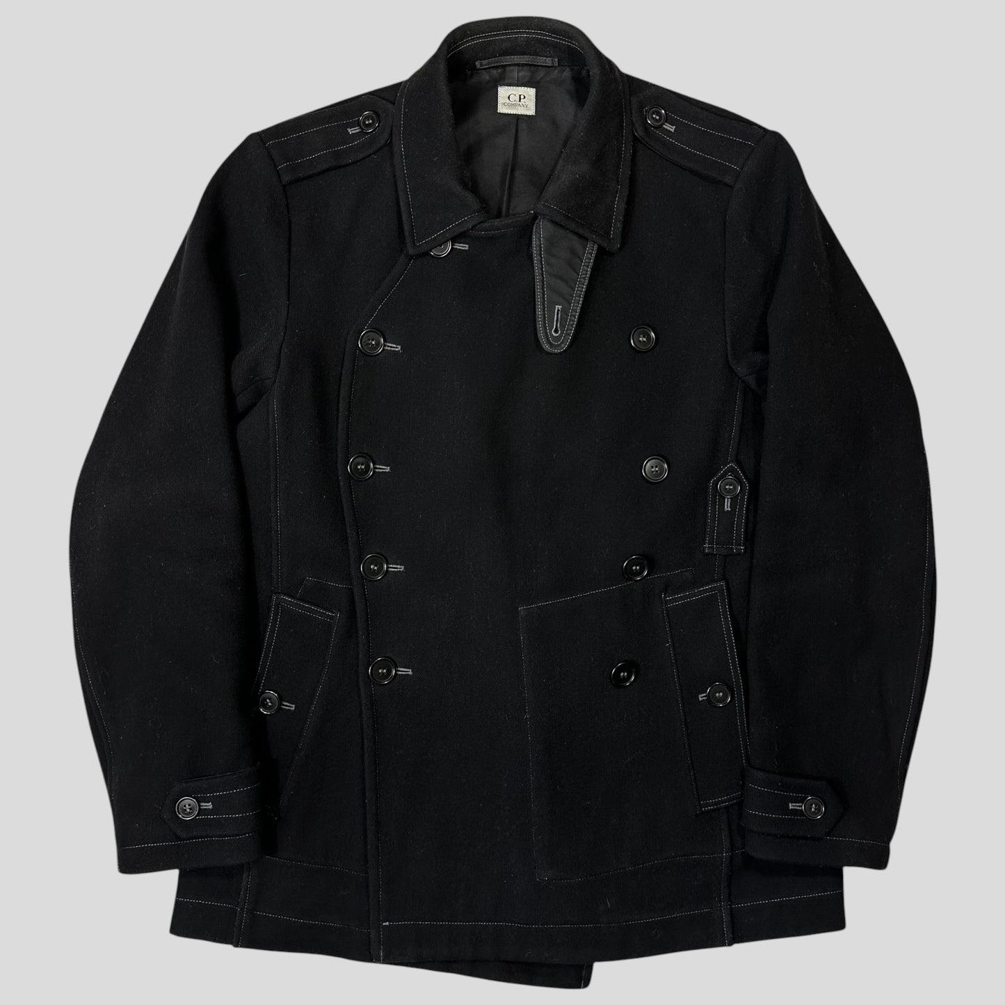 CP Company AW07 Heavy Wool Contrast Stitch Military Peacoat - IT52