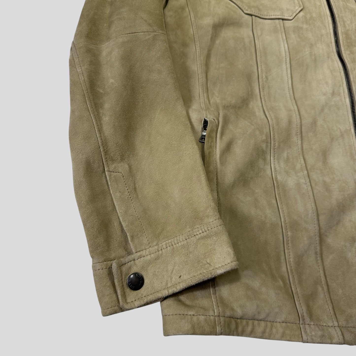 Prada Milano 2007 Suede Leather Double Pocket Logo Jacket - IT56