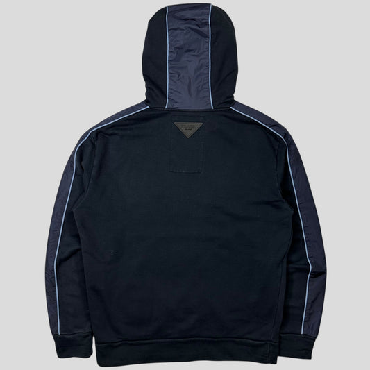 Prada Milano 2019 Rubber Triangle Nylon Piped Panel Hoodie - M