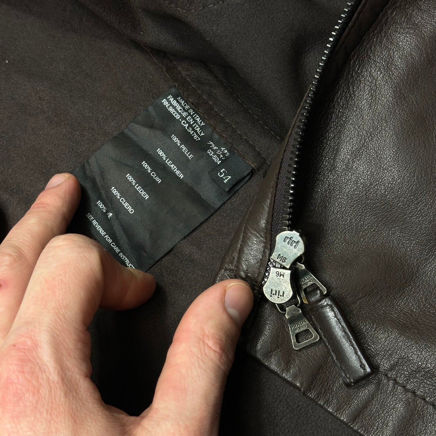 Prada Milano 00’s Nappa Leather Brown Military Field Jacket - IT54 (L)