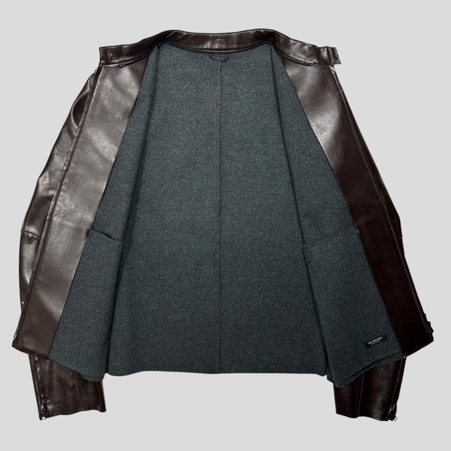 Neil Barrett AW00 PVC & Wool Leather Like Moto Jacket - L/XL