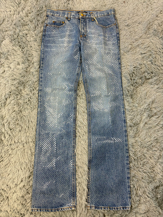 Roberto Cavalli 00’s Diamanté Square Embellished Crystal Jeans - S/M