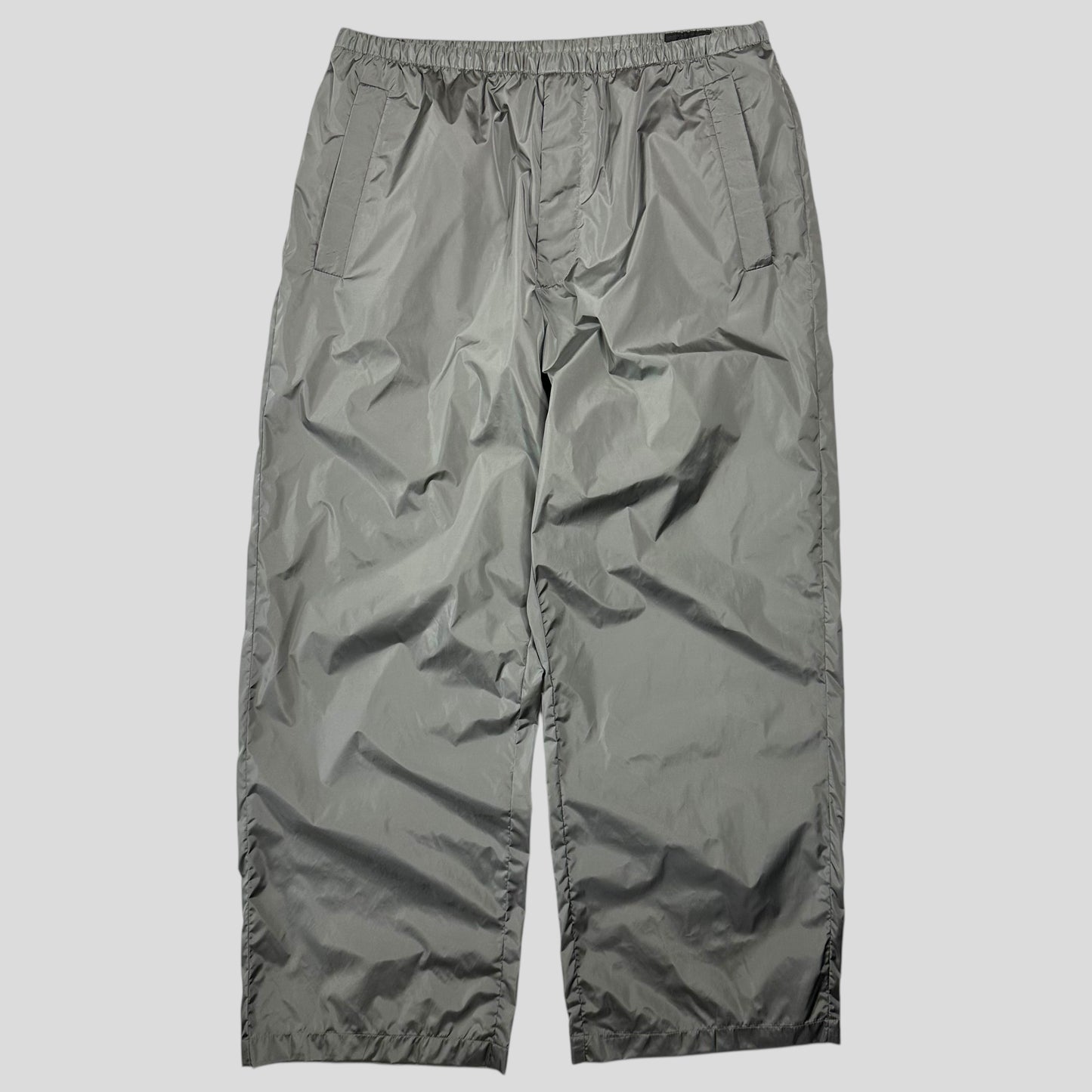 Prada 2024 Light Technical Nylon Baggy Plaque Logo Trousers - L/XL