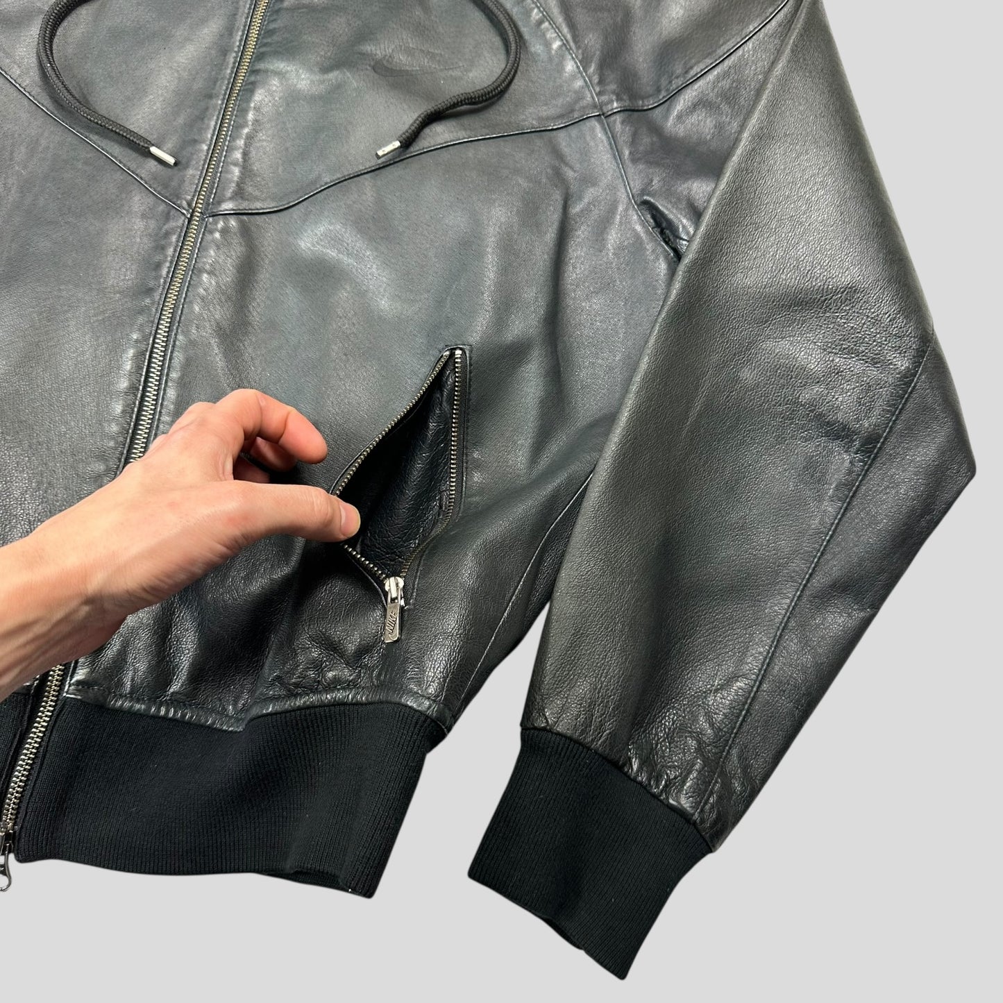 Nike 2007 Tony Spackman Leather Boxy Bomber Jacket - S