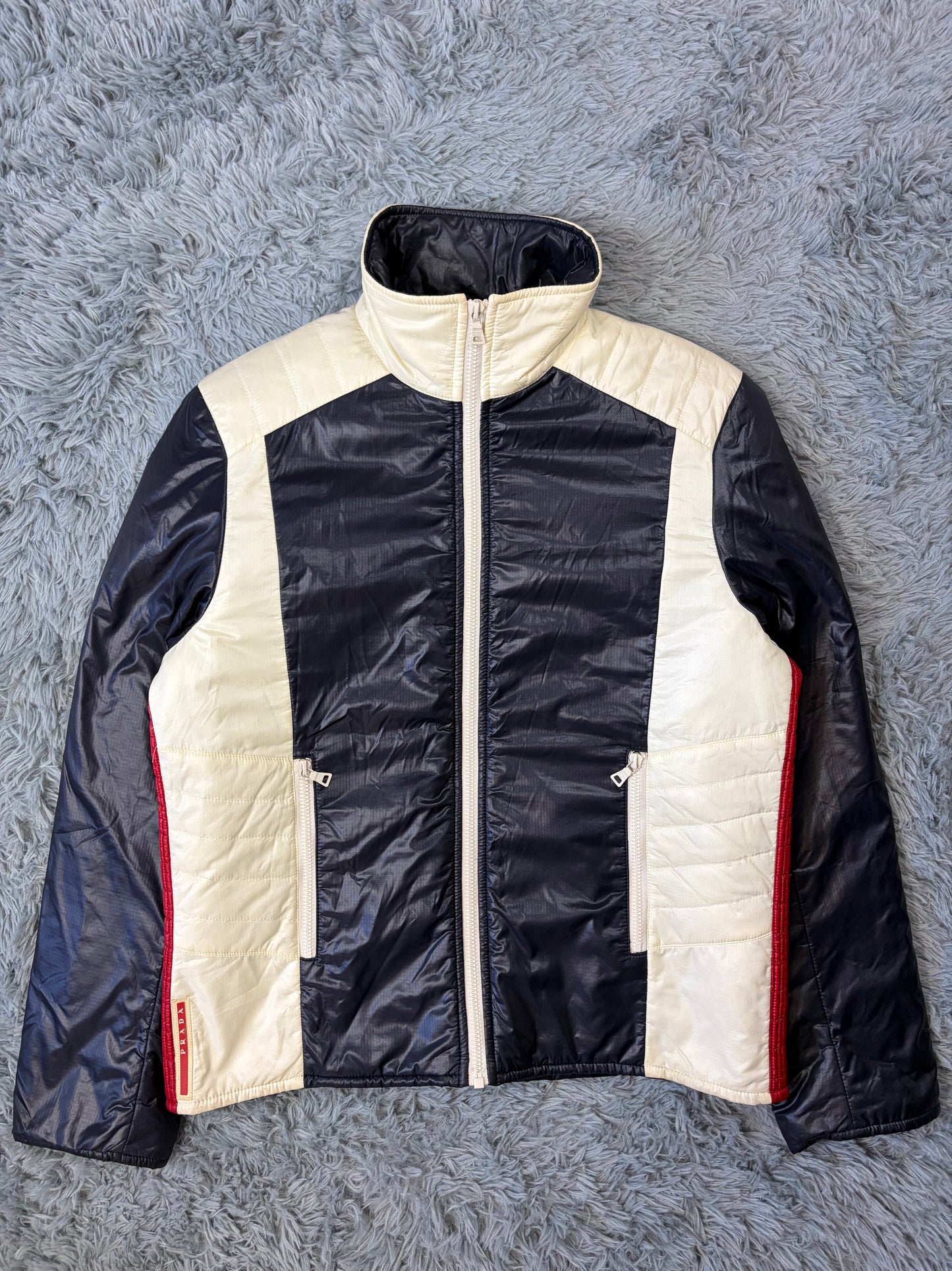 Prada Sport 2008 Astro Panelled Nylon Padded Biker Jacket - L