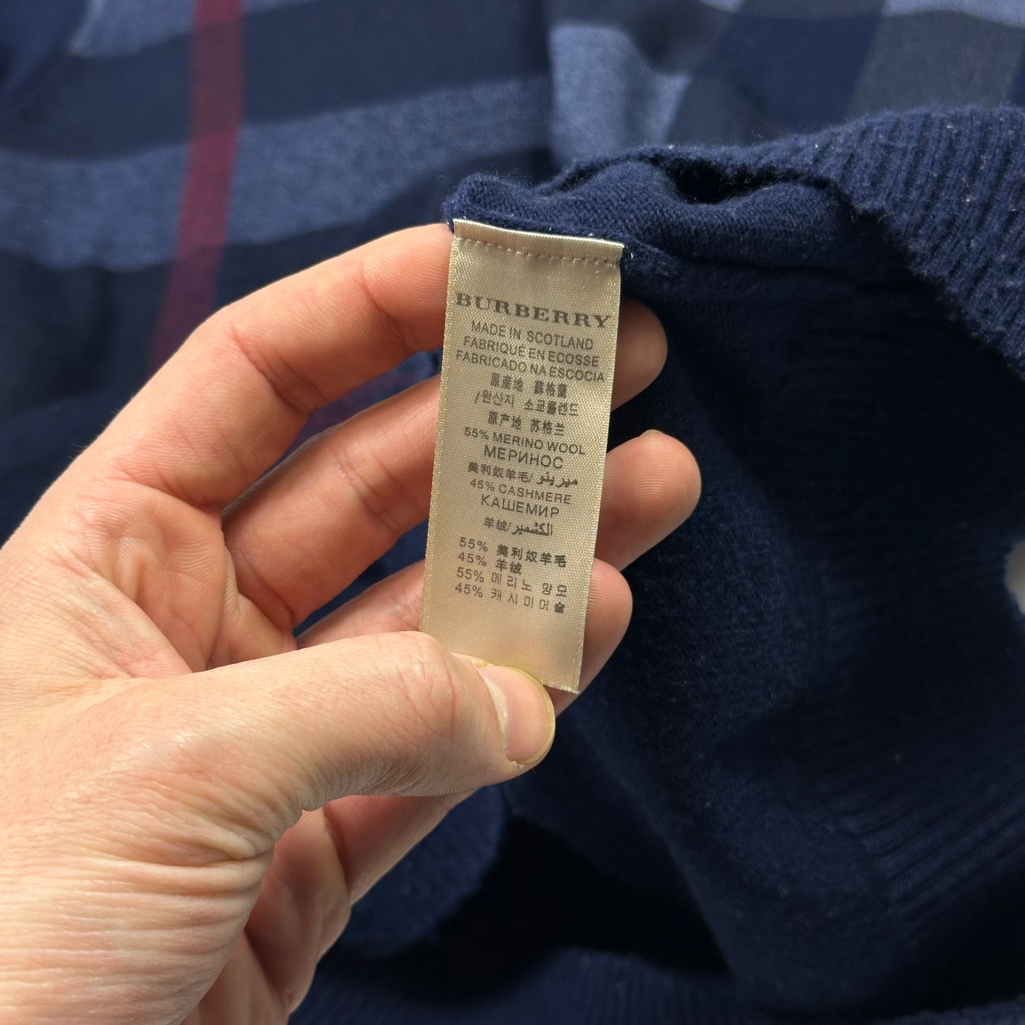 Burberry Brit Scotland Merino Wool & Cashmere Nova Check Jumper - S