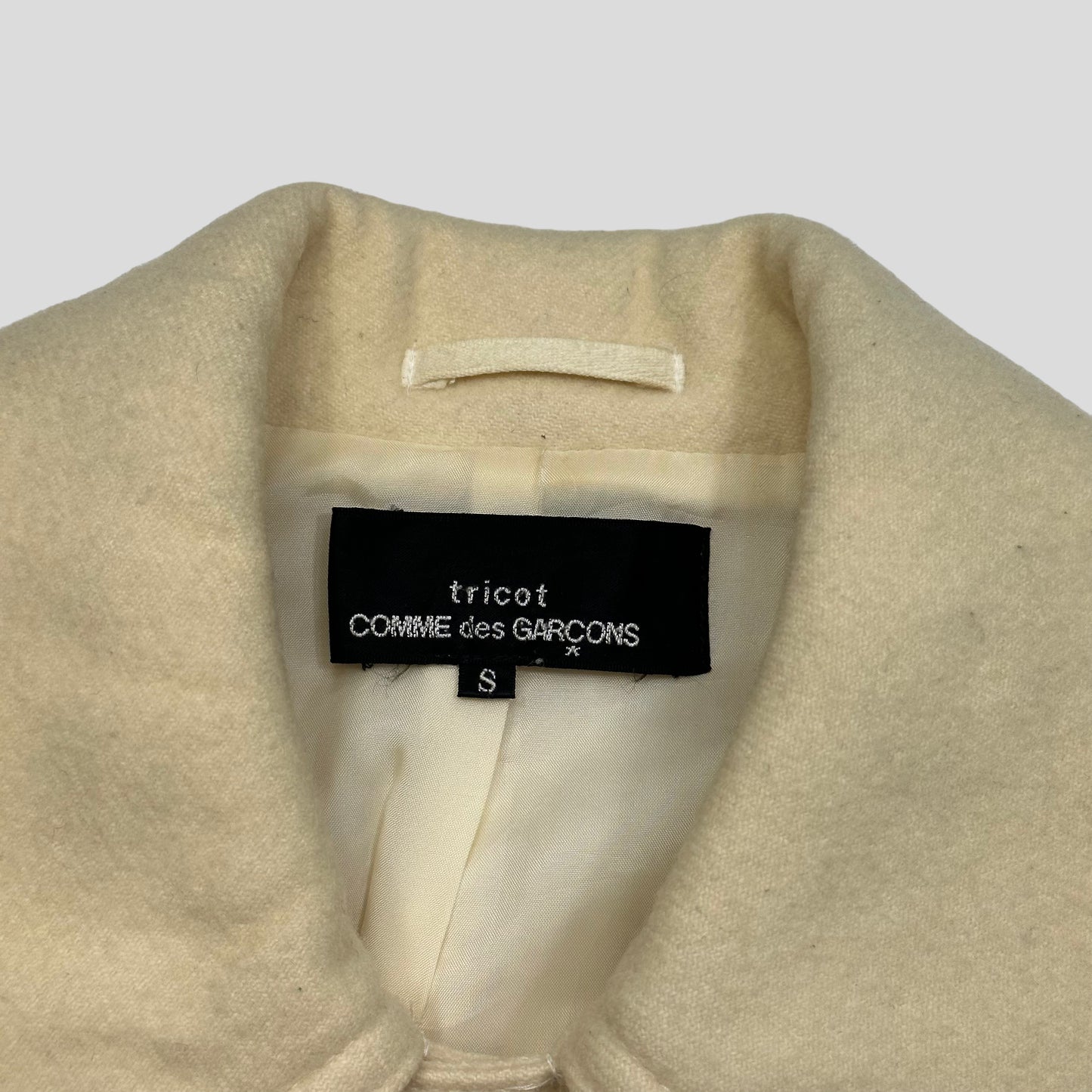 CDG Tricot 2002 Cream Angora & Wool Mini Blazer Jacket - S