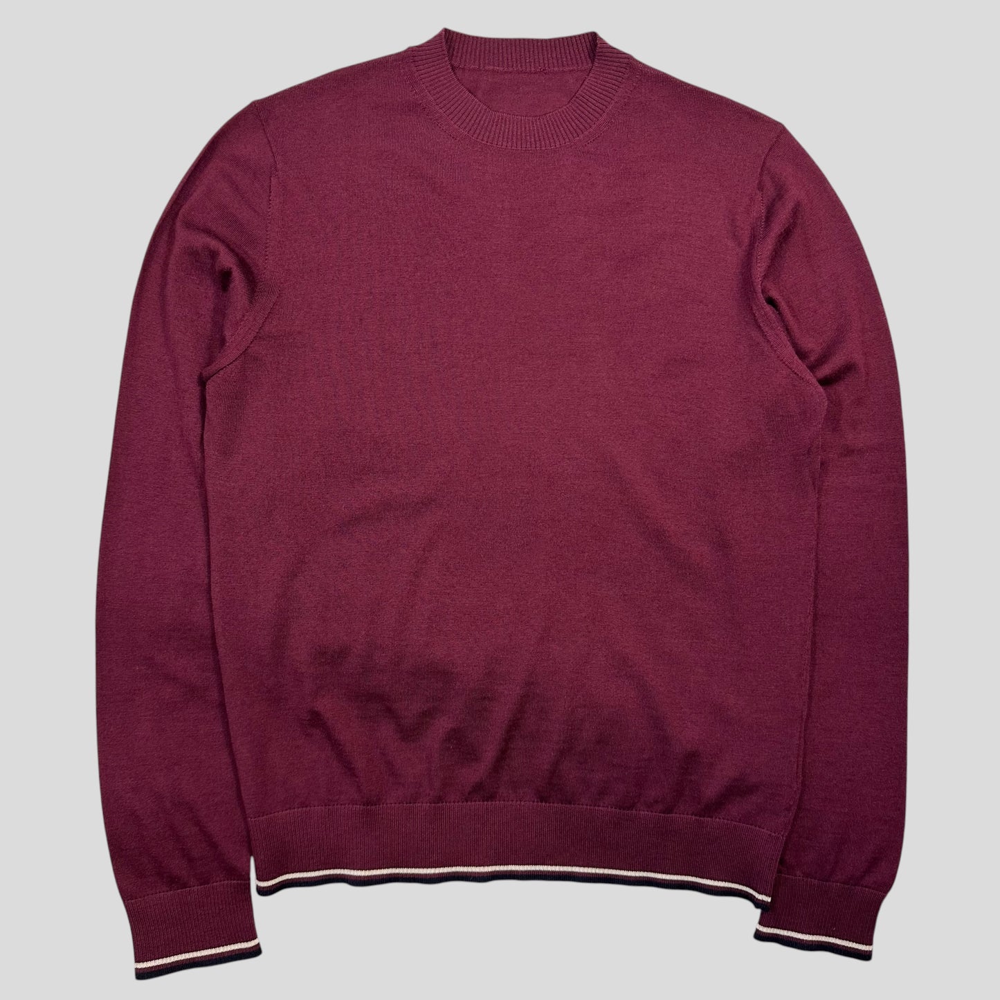 Prada Milano 2018 Wine Ribbed Silk & Wool Knit Sweater - M