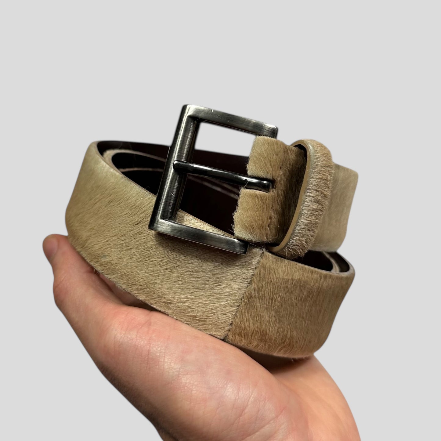 Prada 2000’s Ponyhair Fur Leather Belt