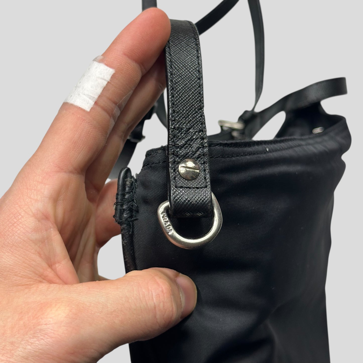 Prada Milano 00’s Python Leather Appliqué Reversible Nylon Crossbody Bag