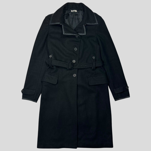 Miu Miu 2006 Wool + Nylon Mini Belted Trench Coat - IT38