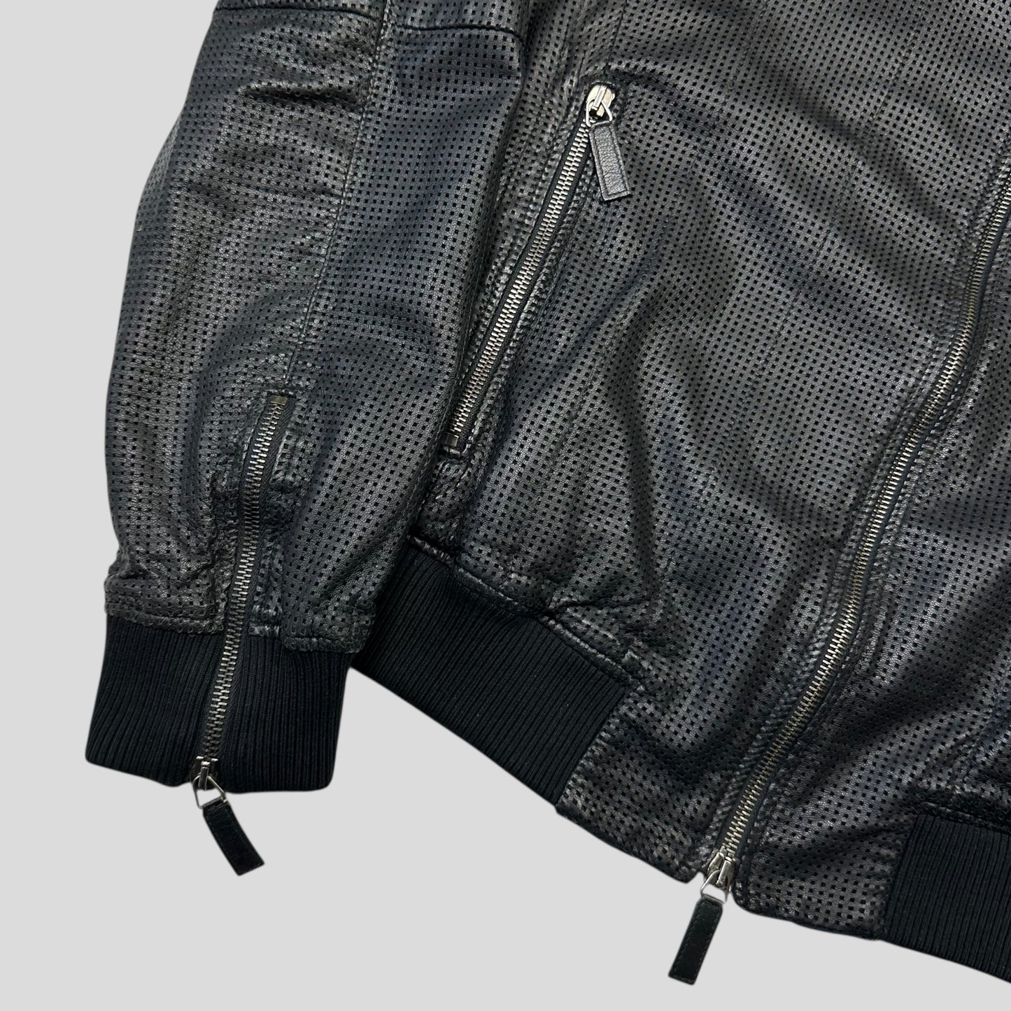 Emporio Armani 2009 Perforated Mesh Lambskin Leather Bomber - IT52 (M)