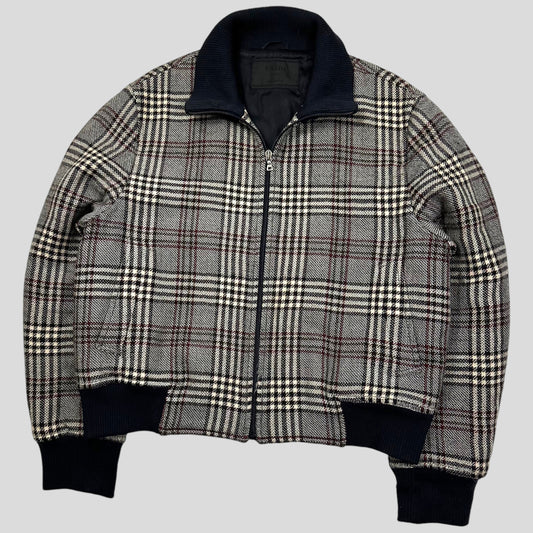 Prada Milano AW00 Virgin Wool Padded Plaid Boxy Jacket - L