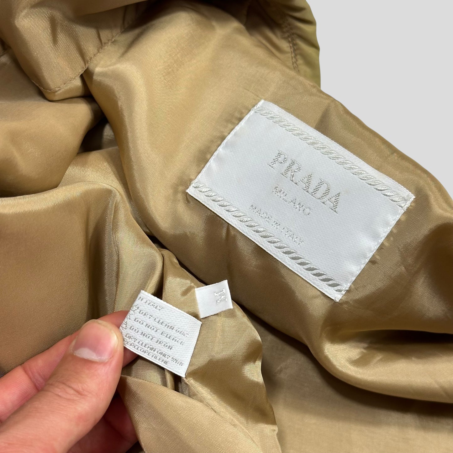 Prada Milano 90’s Gold Nylon Rayon Lined Zip Jacket - M