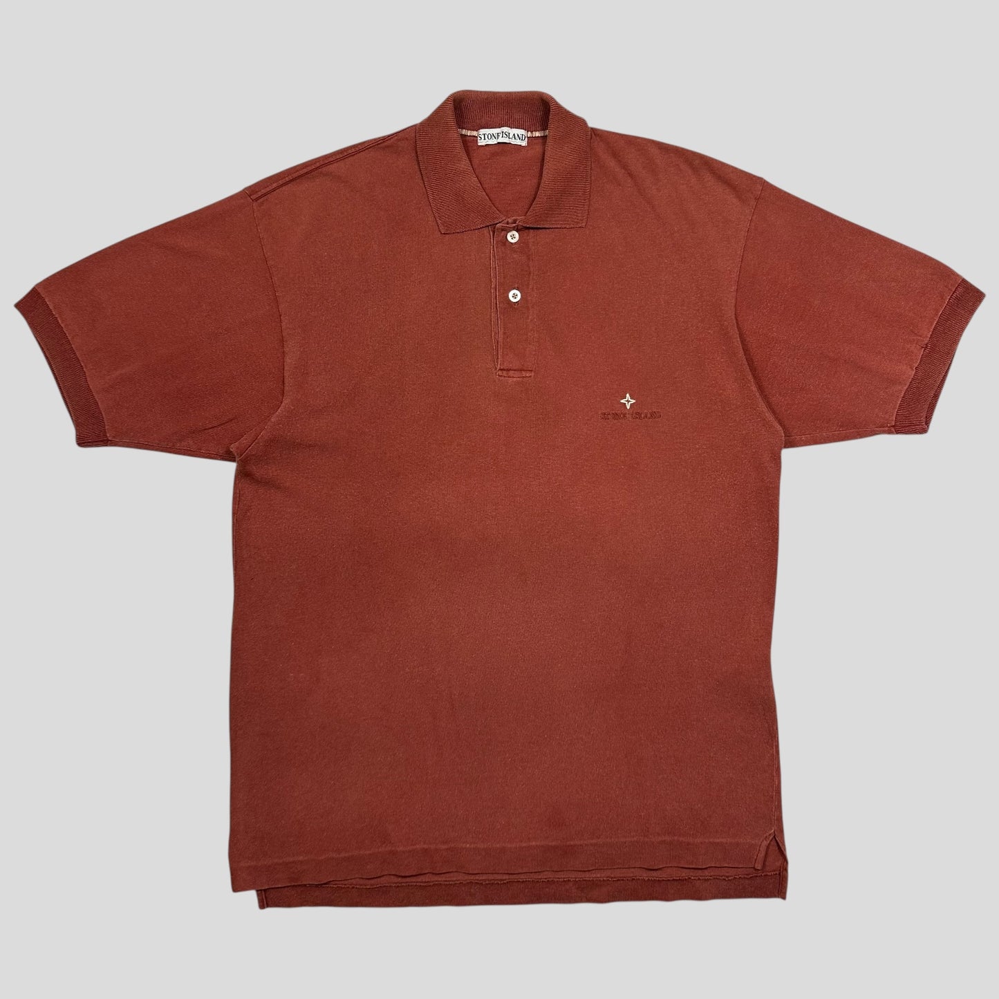 Stone Island 1988 Embroidered Compass Spellout Polo Shirt - M