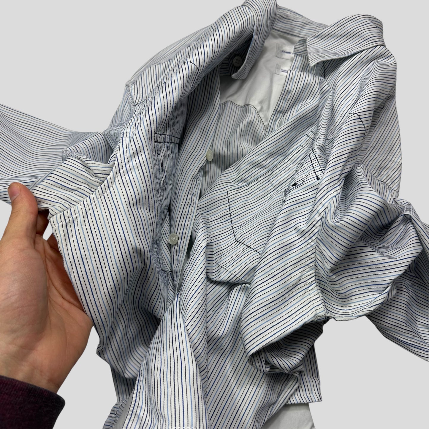 CDG SHIRT 00’s Reversible Embroidered Stripe Boxy Shirt - M/L