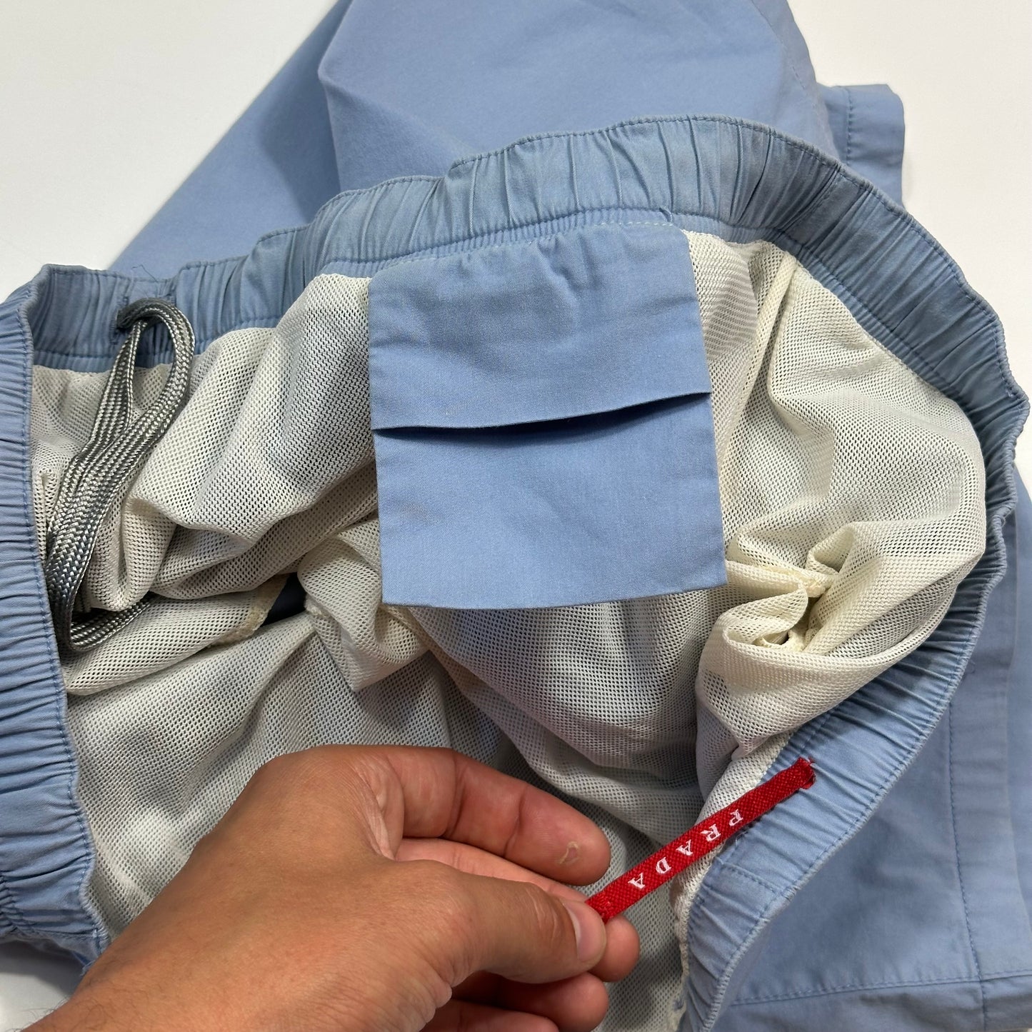 Prada Sport 2008 Baby Blue Cotton Swim Shorts - M/L