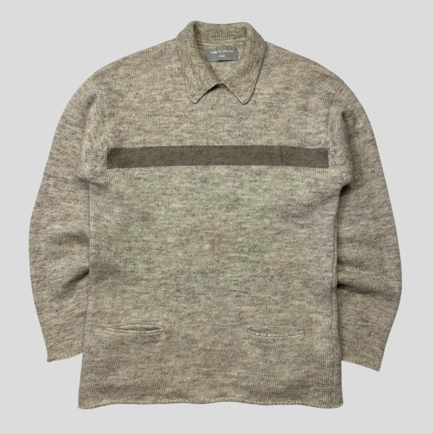 Comme Des Garçons 1995 Homme Striped Wool Collared Cardigan - M