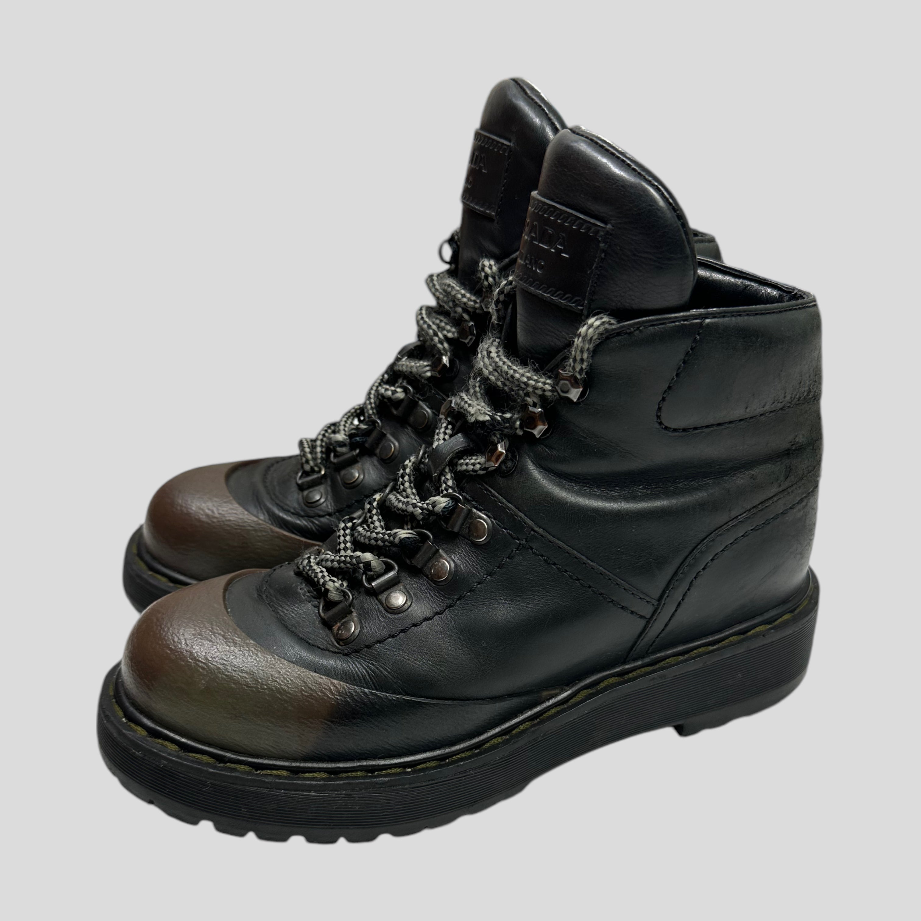 Prada Milano Leather Combat Boots UK4.5 5 Warmwaves