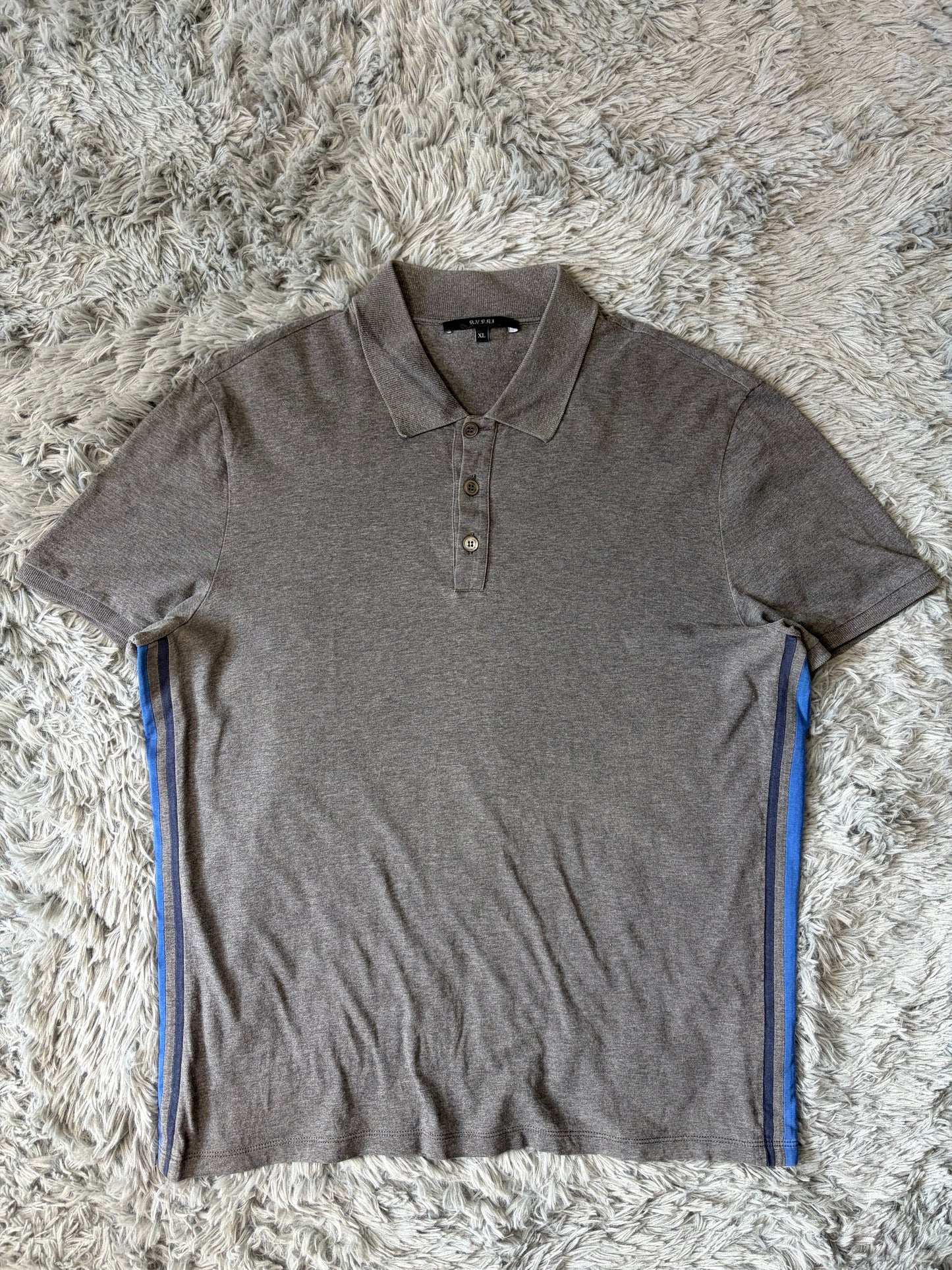 Gucci 00’s Contrast Seam Stripe Cotton Polo Shirt - L